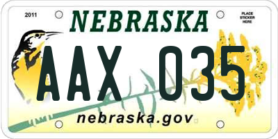 NE license plate AAX035