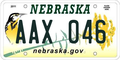 NE license plate AAX046