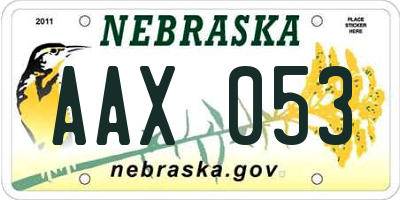 NE license plate AAX053