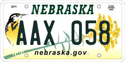 NE license plate AAX058