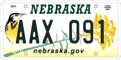 NE license plate AAX091