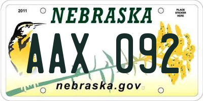 NE license plate AAX092