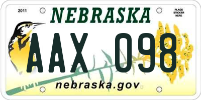NE license plate AAX098