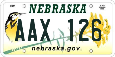 NE license plate AAX126