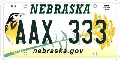 NE license plate AAX333