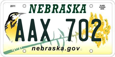 NE license plate AAX702