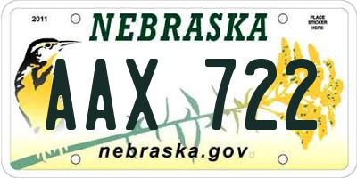 NE license plate AAX722