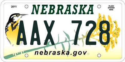 NE license plate AAX728
