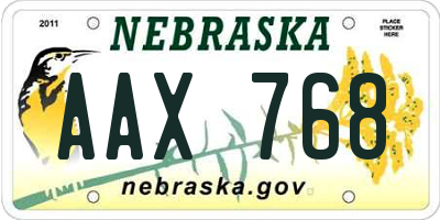 NE license plate AAX768