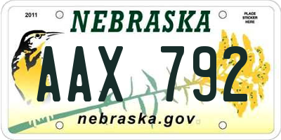 NE license plate AAX792