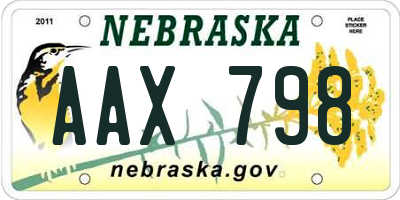 NE license plate AAX798