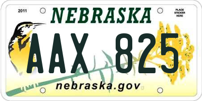 NE license plate AAX825