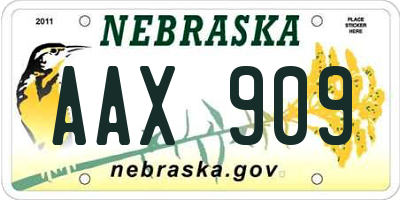 NE license plate AAX909