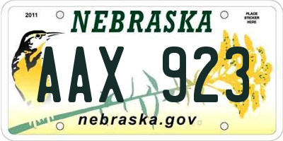 NE license plate AAX923