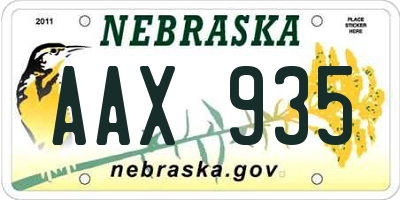 NE license plate AAX935