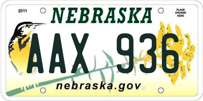 NE license plate AAX936
