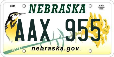NE license plate AAX955