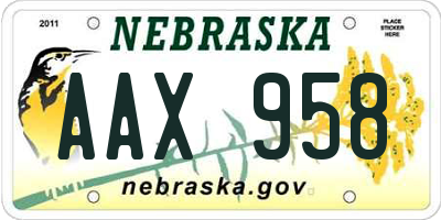 NE license plate AAX958