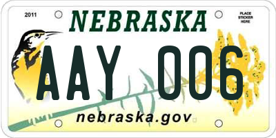 NE license plate AAY006