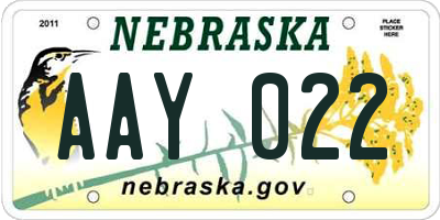 NE license plate AAY022