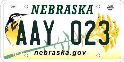 NE license plate AAY023