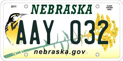 NE license plate AAY032
