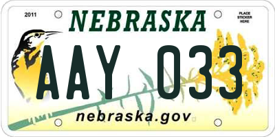 NE license plate AAY033