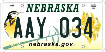 NE license plate AAY034