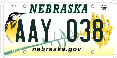 NE license plate AAY038