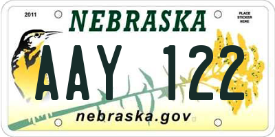 NE license plate AAY122