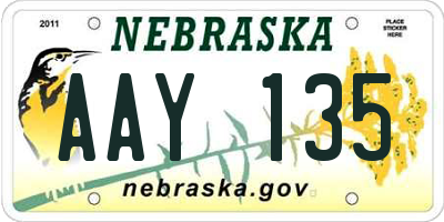 NE license plate AAY135