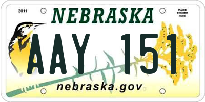 NE license plate AAY151