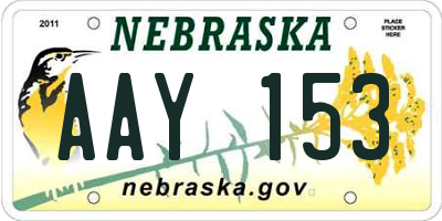 NE license plate AAY153