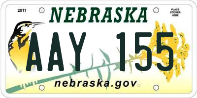 NE license plate AAY155