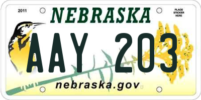 NE license plate AAY203