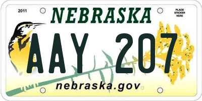 NE license plate AAY207