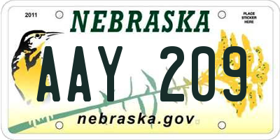 NE license plate AAY209
