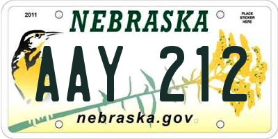 NE license plate AAY212