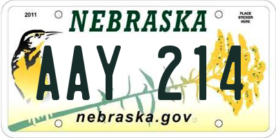 NE license plate AAY214