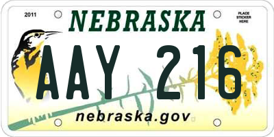 NE license plate AAY216