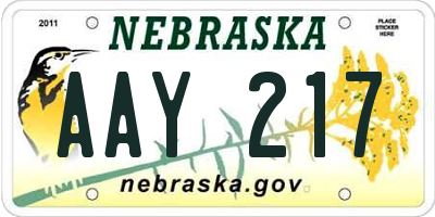 NE license plate AAY217