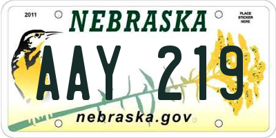 NE license plate AAY219