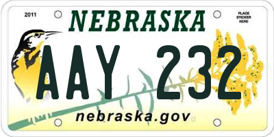 NE license plate AAY232