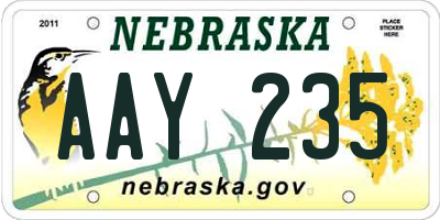 NE license plate AAY235