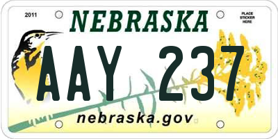 NE license plate AAY237