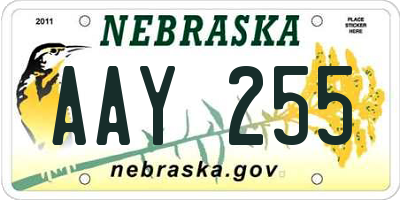 NE license plate AAY255