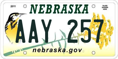 NE license plate AAY257