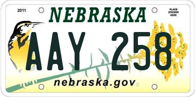 NE license plate AAY258