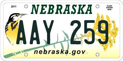 NE license plate AAY259