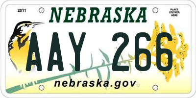 NE license plate AAY266